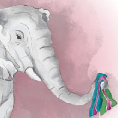 elephant with breast cancer ribbon